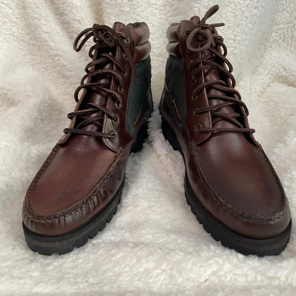 Quoddy Vintage Men's Leather Moc Toe Lace-Up Boots Made in USA Unworn w/ Box